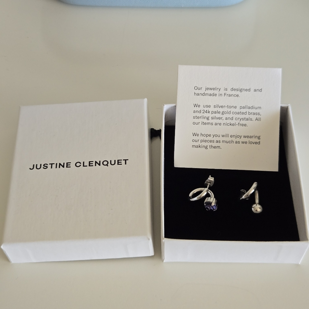 Justine Clenquet Sina Earrings - Silver & Purple